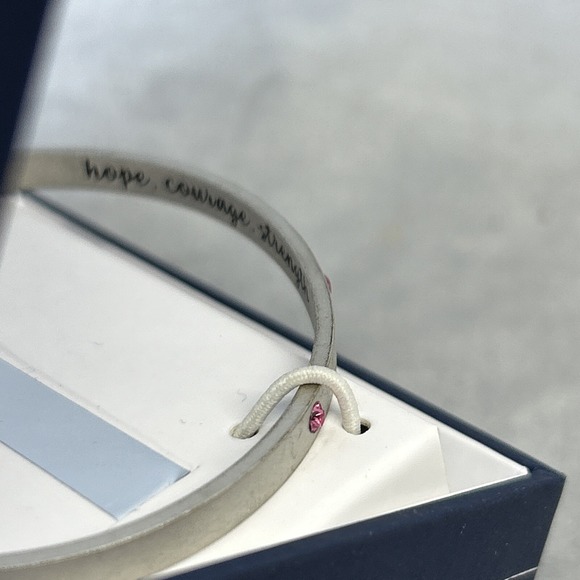 Belk Silverworks Silver Bangle Bracelet Austrian Crystal Jewelry Hope Courage - Picture 7 of 11